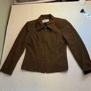 Vintage Jessica Howard  Brown and gold Textured Blazer petite size 6   0253